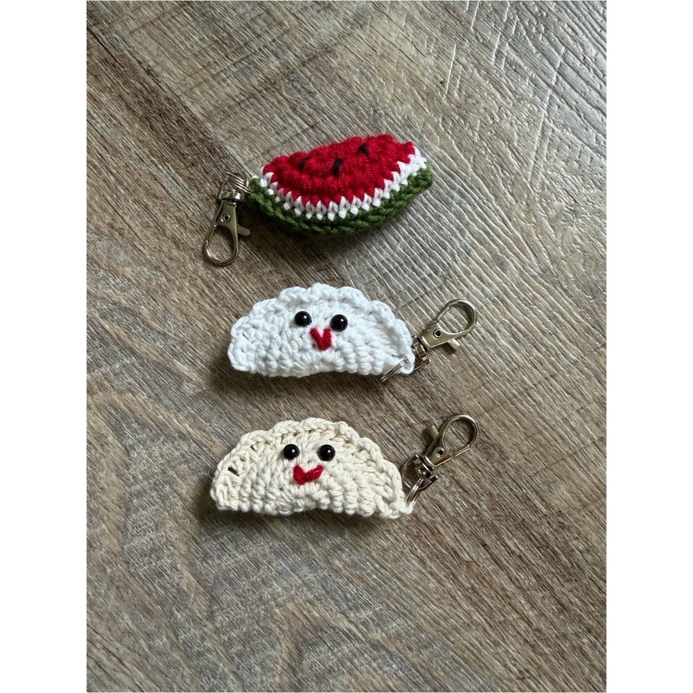 Handmade Crochet Watermelon Dumpling Keychain/bag Charm Summer Fruit Cottagecore